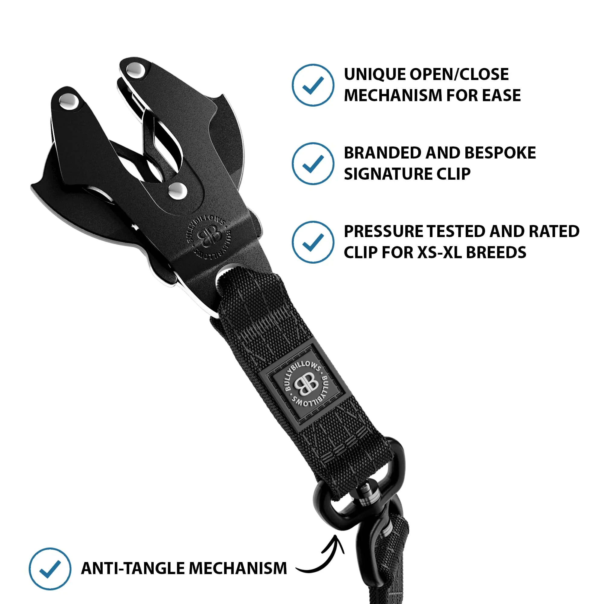 1.4m Lighter Swivel Combat Lead | Anti-Tangle & Secure Clip - Black x Black