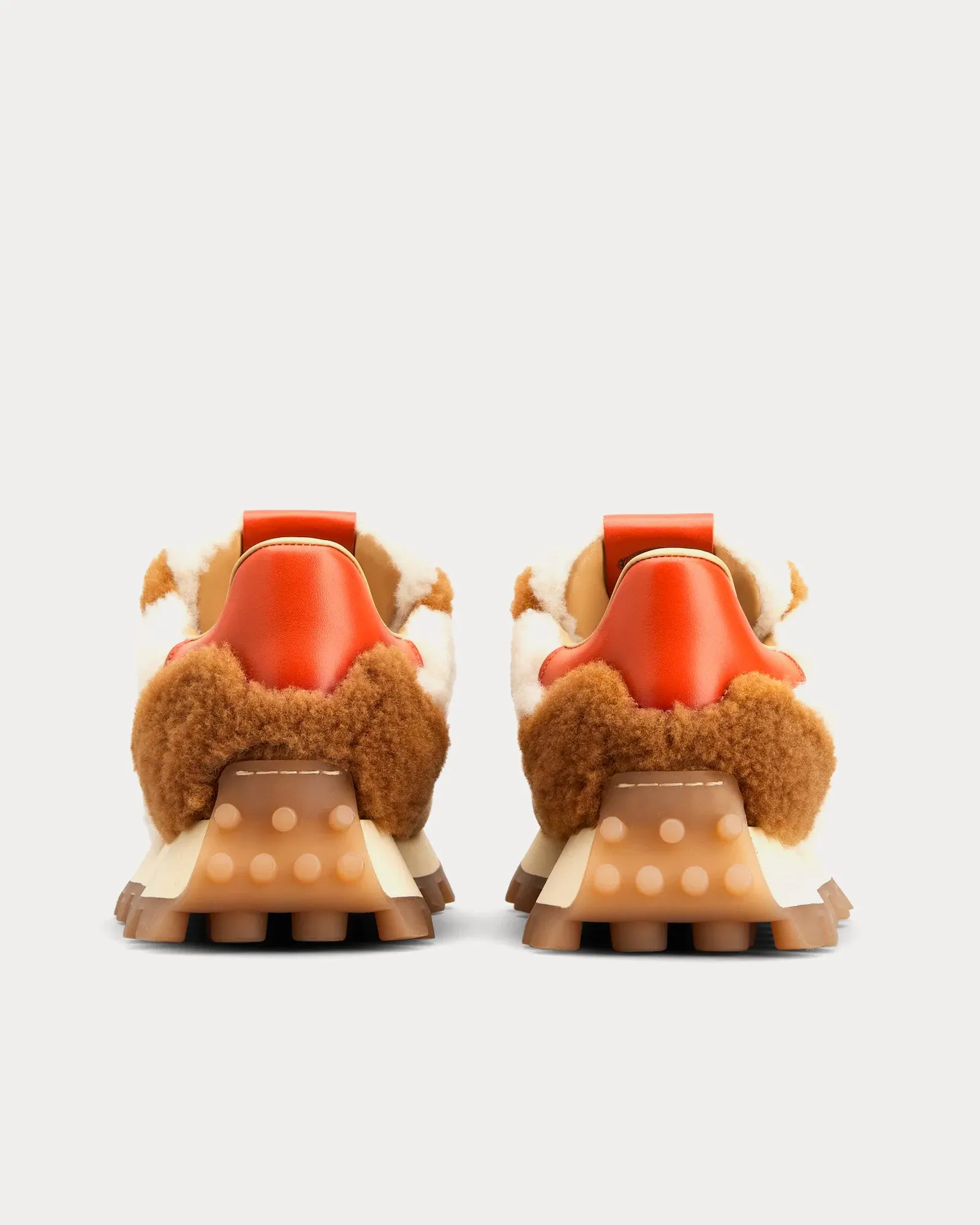 1T Sheepskin Beige / Brown / Red Low Top Sneakers