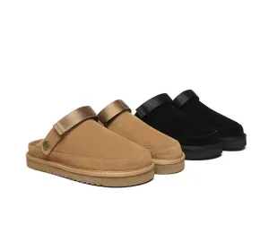 Adjustable Strap Slip-on Flats Cow Suede Upper Sandals Slippers Sierra