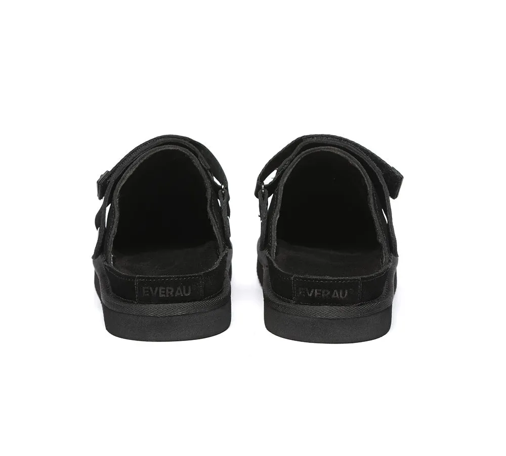 Adjustable Strap Slip-on Flats Cow Suede Upper Sandals Slippers Sierra