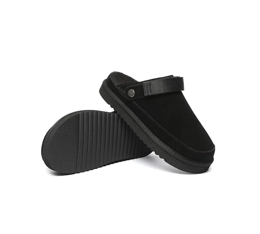 Adjustable Strap Slip-on Flats Cow Suede Upper Sandals Slippers Sierra