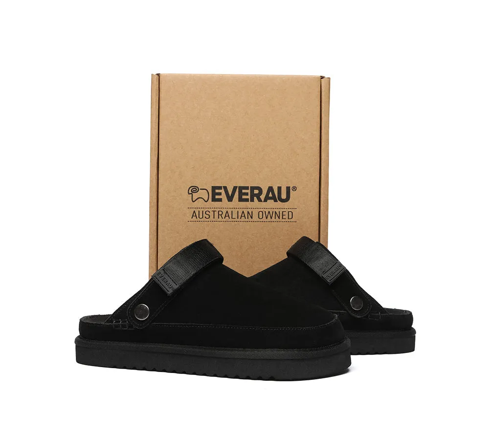 Adjustable Strap Slip-on Flats Cow Suede Upper Sandals Slippers Sierra