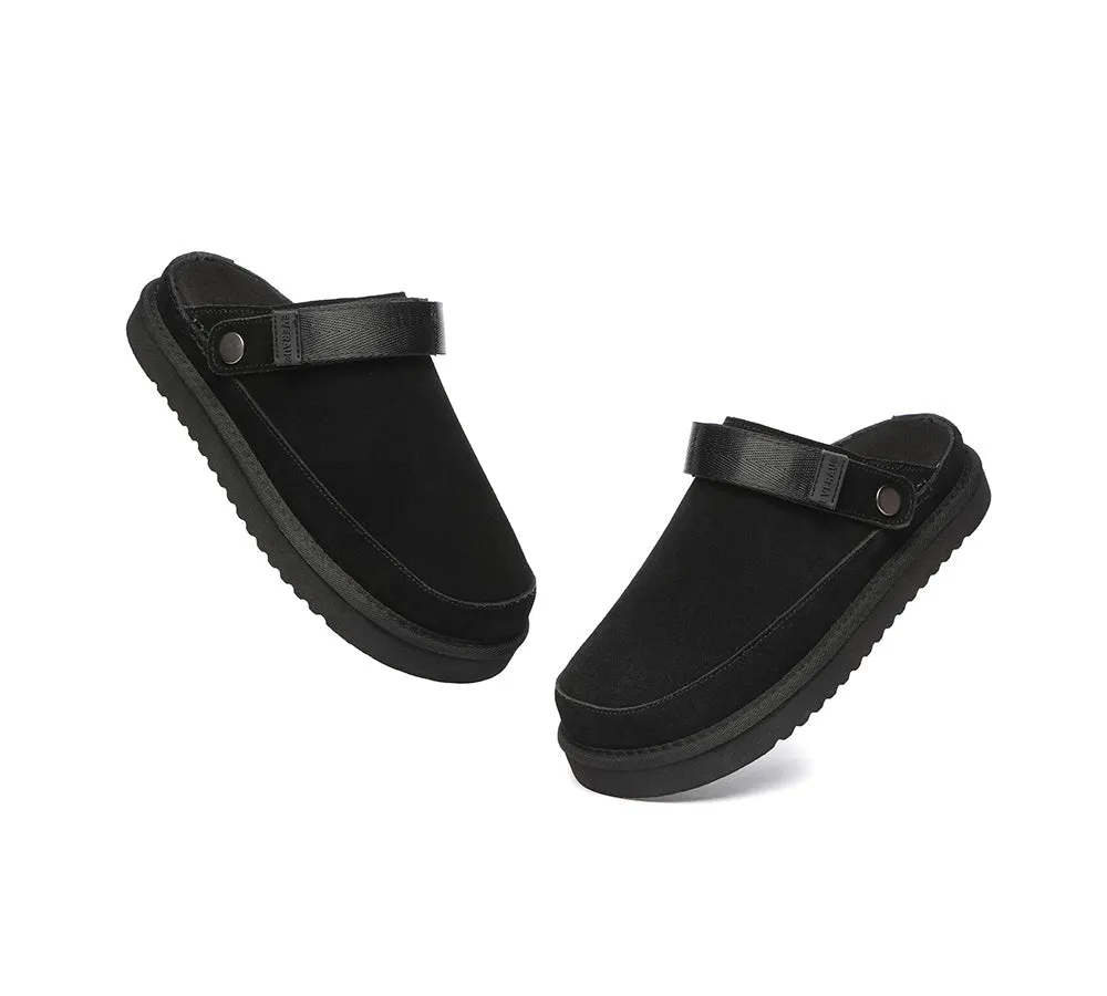 Adjustable Strap Slip-on Flats Cow Suede Upper Sandals Slippers Sierra