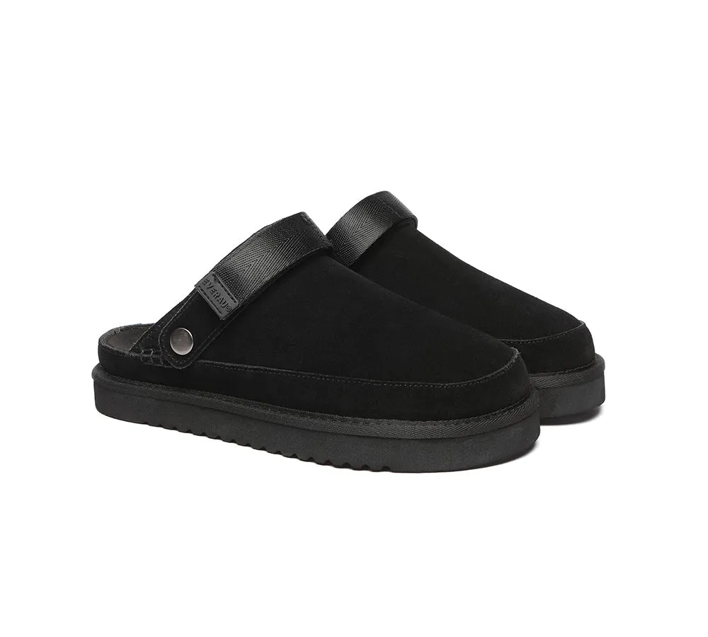 Adjustable Strap Slip-on Flats Cow Suede Upper Sandals Slippers Sierra