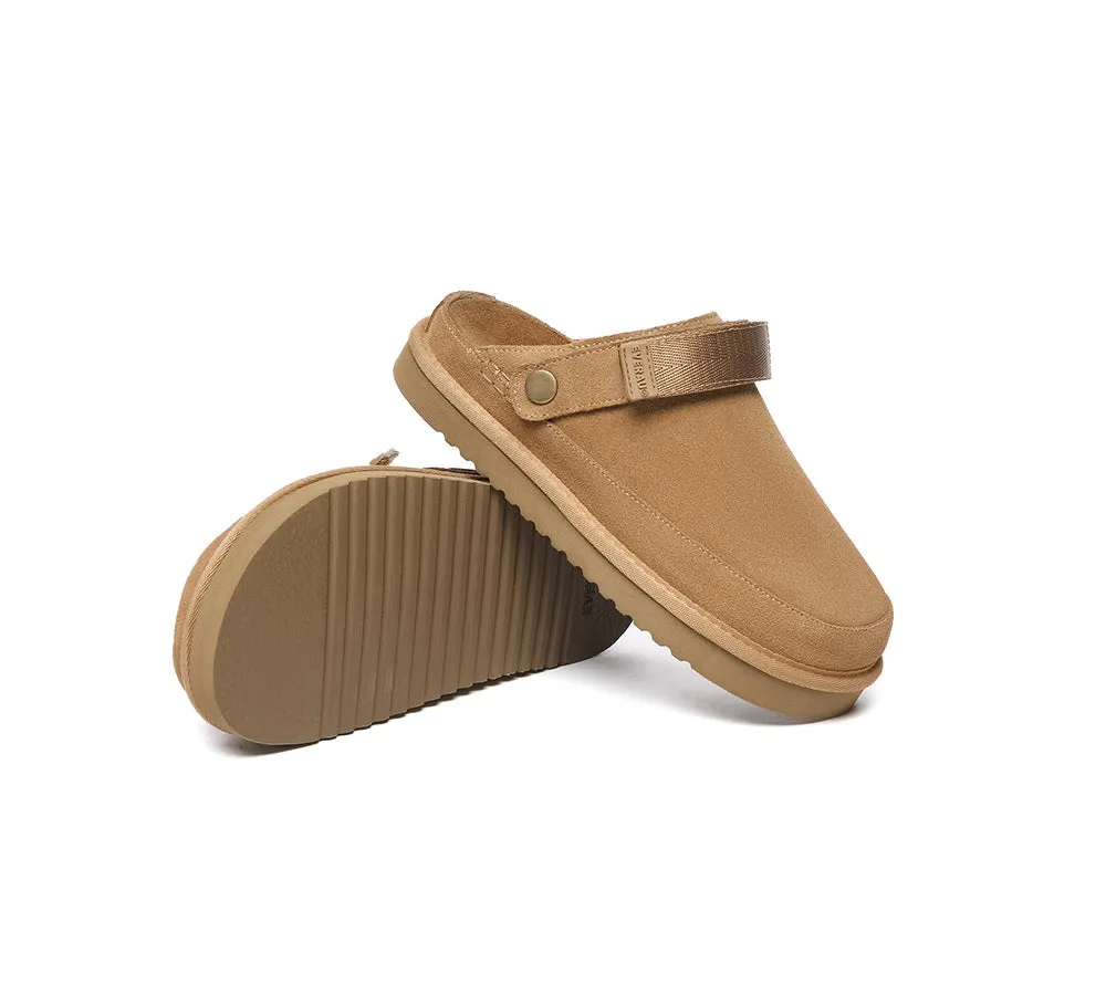 Adjustable Strap Slip-on Flats Cow Suede Upper Sandals Slippers Sierra