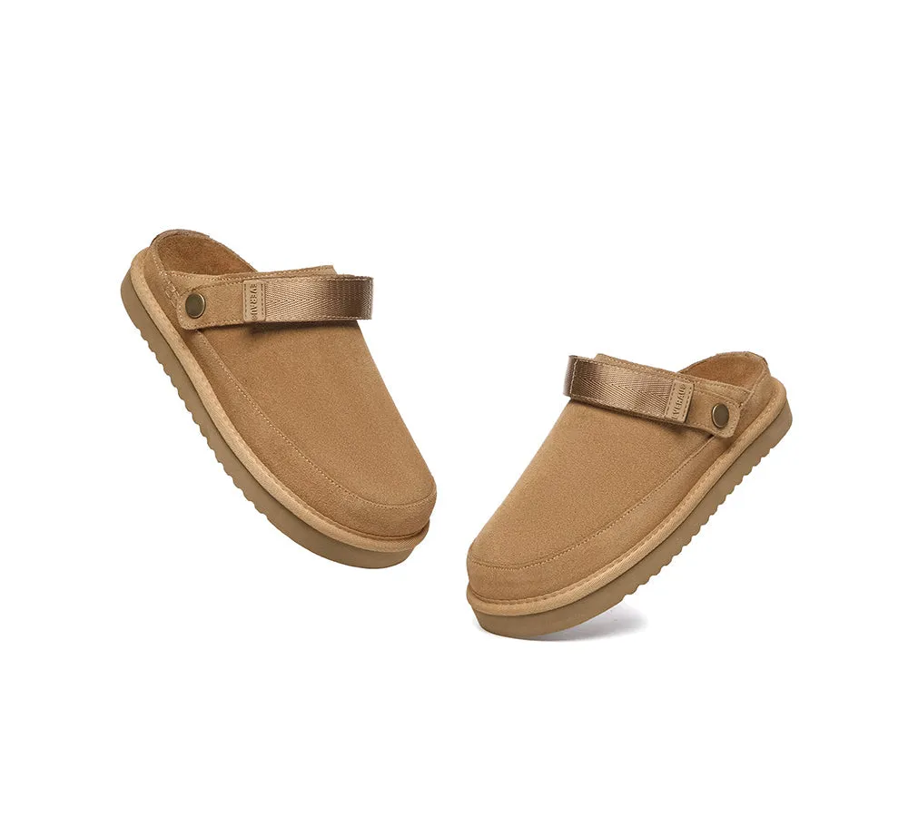 Adjustable Strap Slip-on Flats Cow Suede Upper Sandals Slippers Sierra