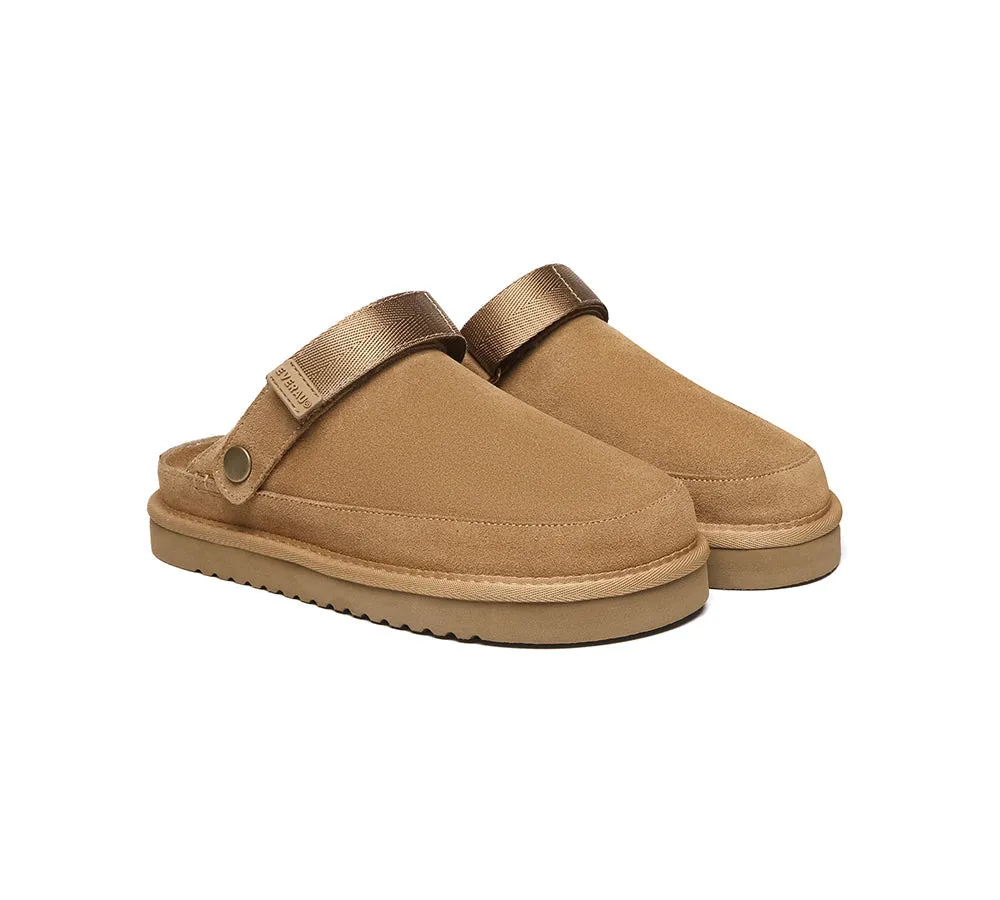 Adjustable Strap Slip-on Flats Cow Suede Upper Sandals Slippers Sierra
