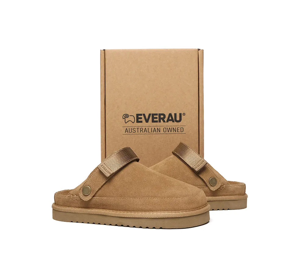 Adjustable Strap Slip-on Flats Cow Suede Upper Sandals Slippers Sierra
