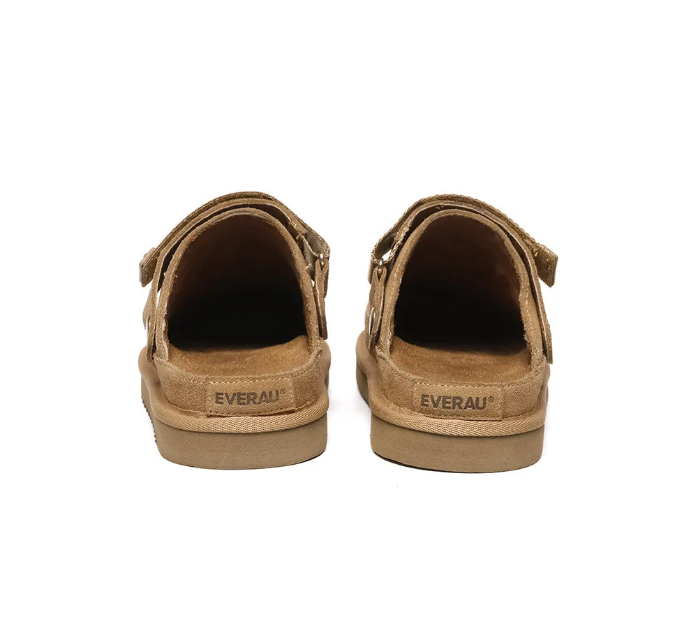 Adjustable Strap Slip-on Flats Cow Suede Upper Sandals Slippers Sierra