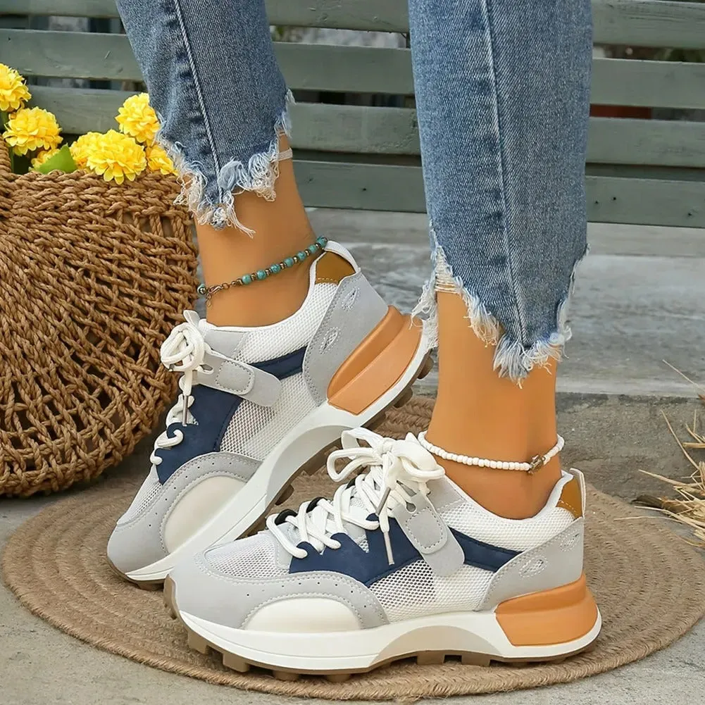 Andningsaktiva färgade sneakers för kvinnor