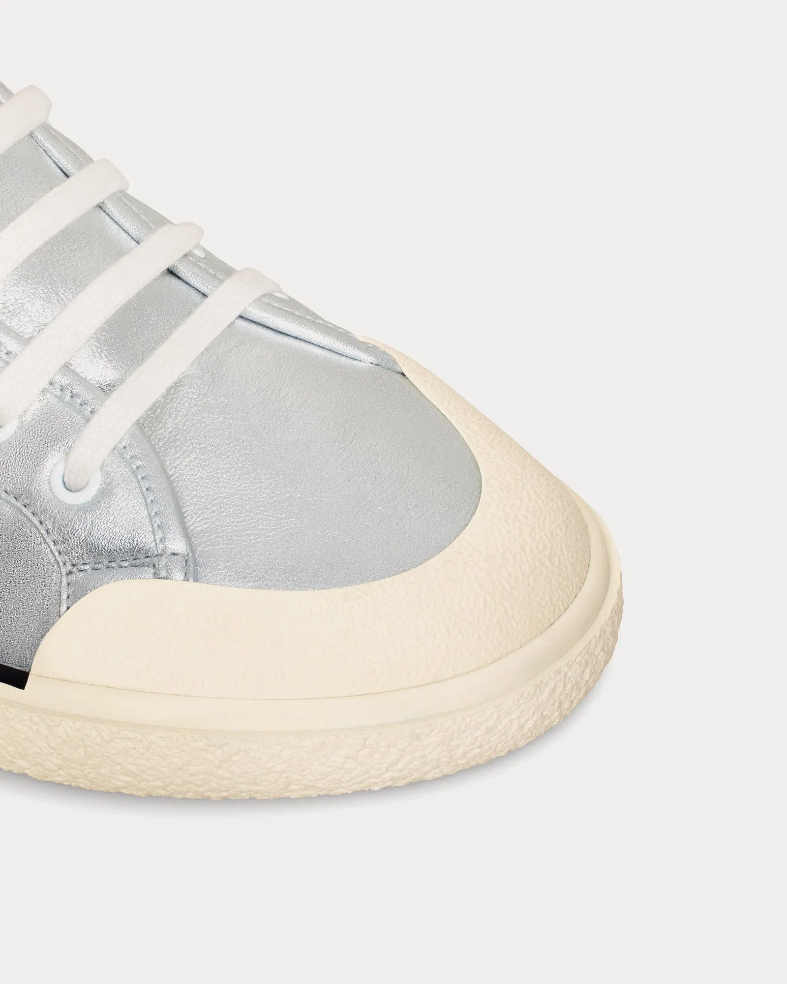 AS-02 Alan Lace-Up Metalized Calfskin Silver Mid Top Sneakers