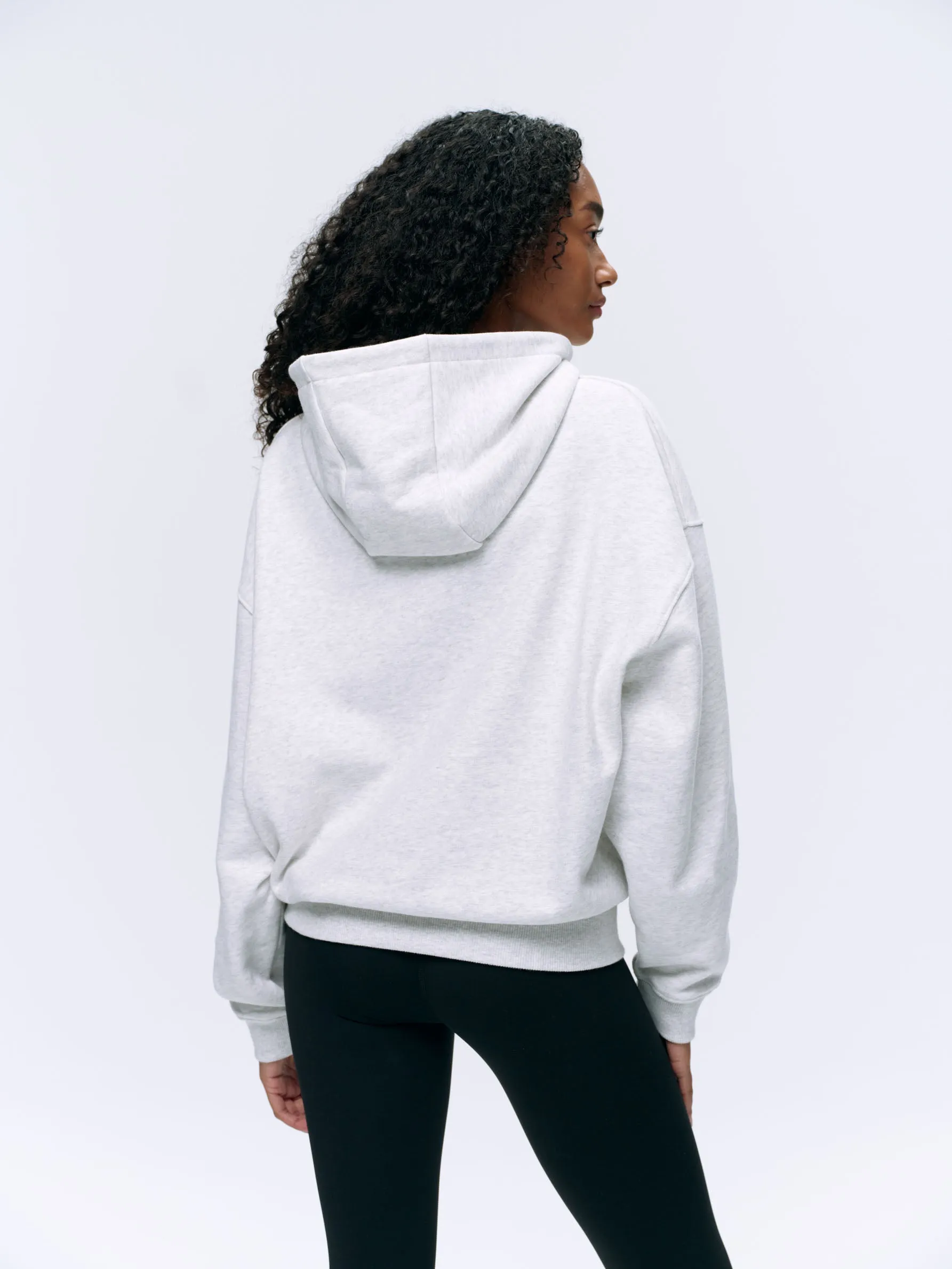 AS Double Zip Relaxed Hoodie - Light Grey Melange/Sea Green