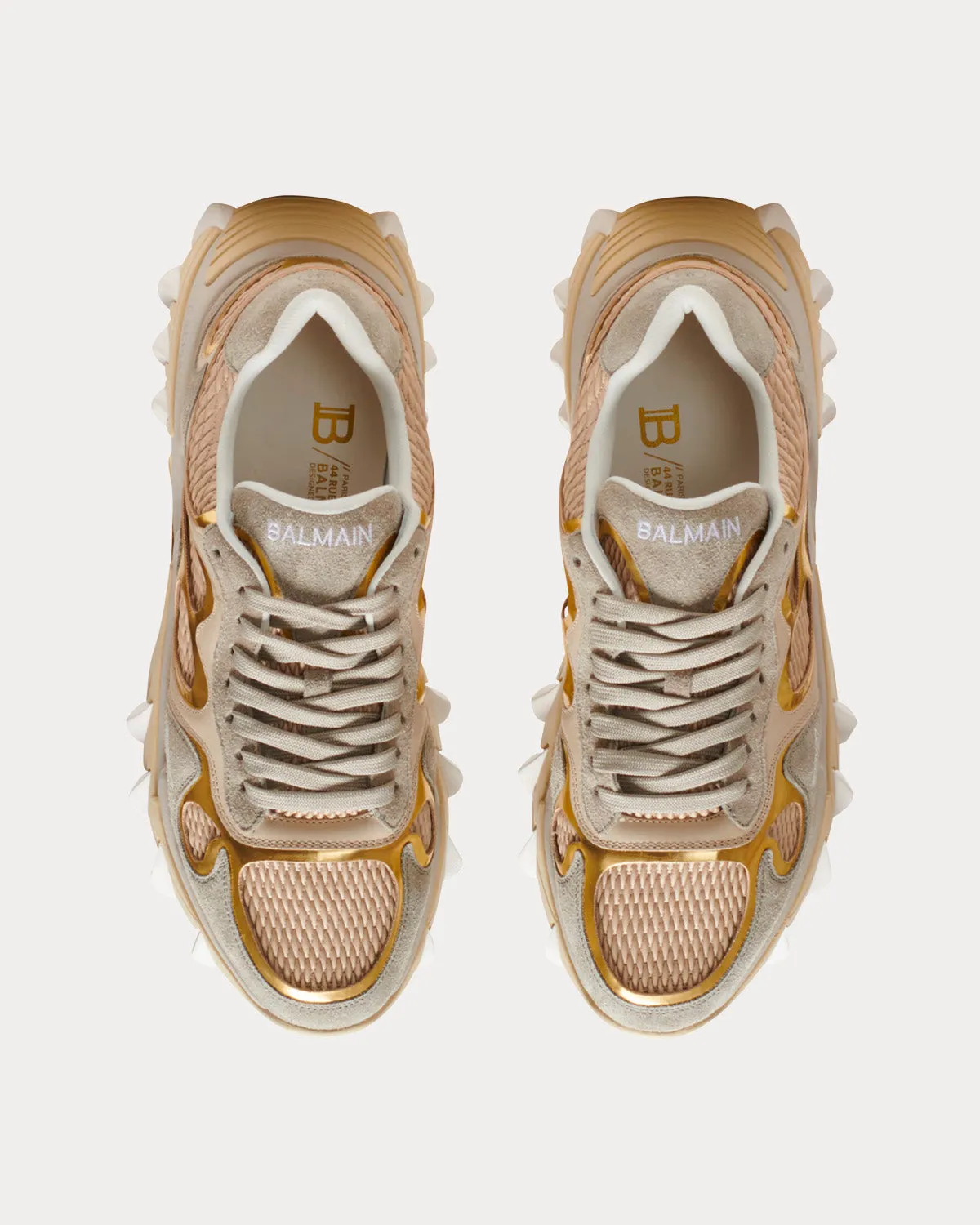 B-East Leather, Suede & Mesh Gold Low Top Sneakers