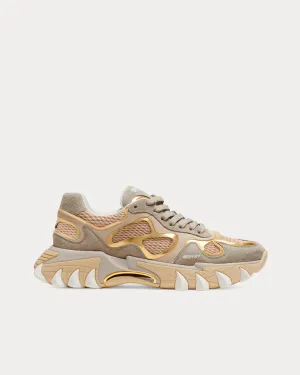 B-East Leather, Suede & Mesh Gold Low Top Sneakers