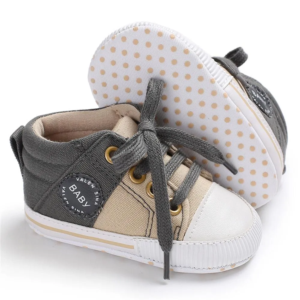 Baby Unisex Color Block Lace Up Canvas Sneakers