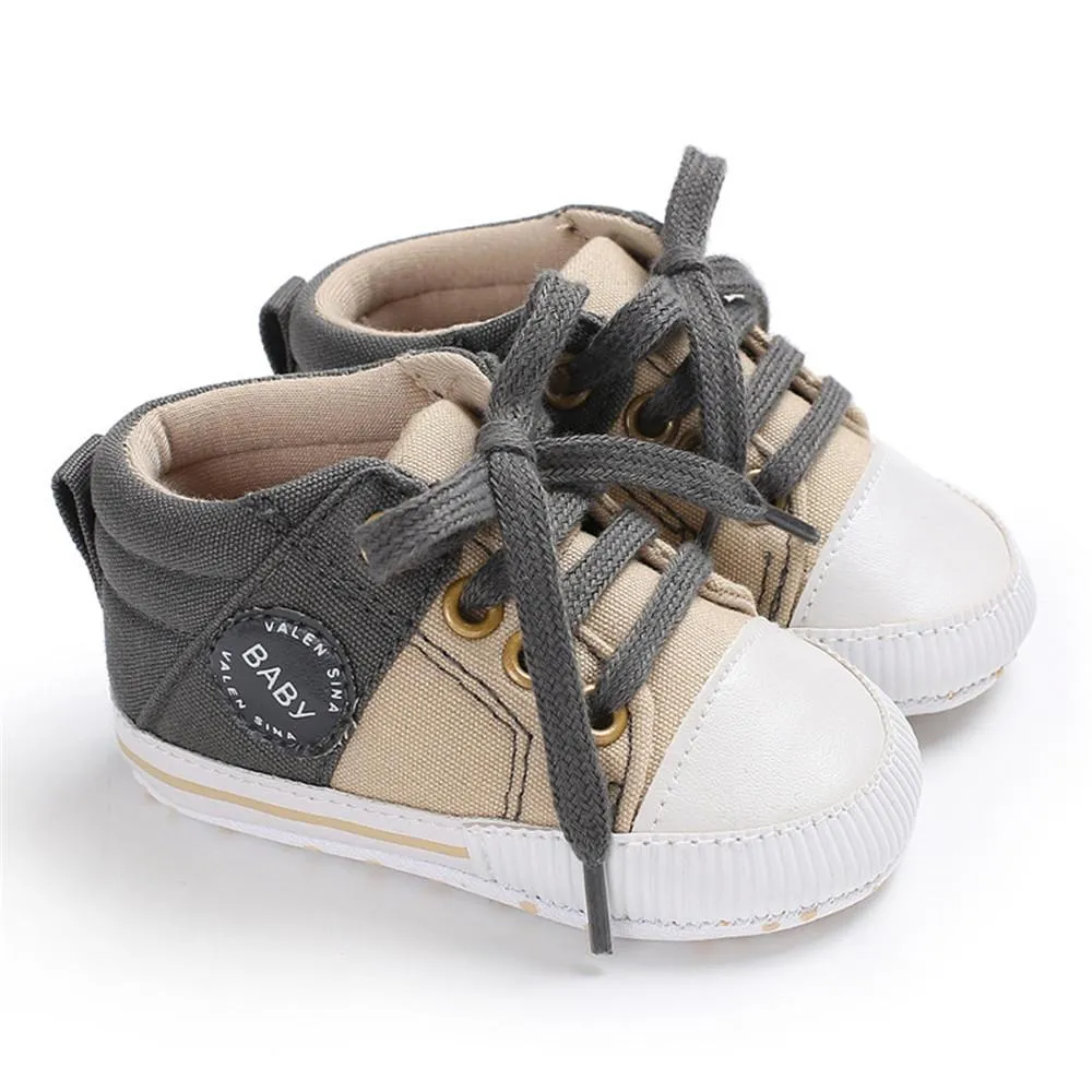 Baby Unisex Color Block Lace Up Canvas Sneakers