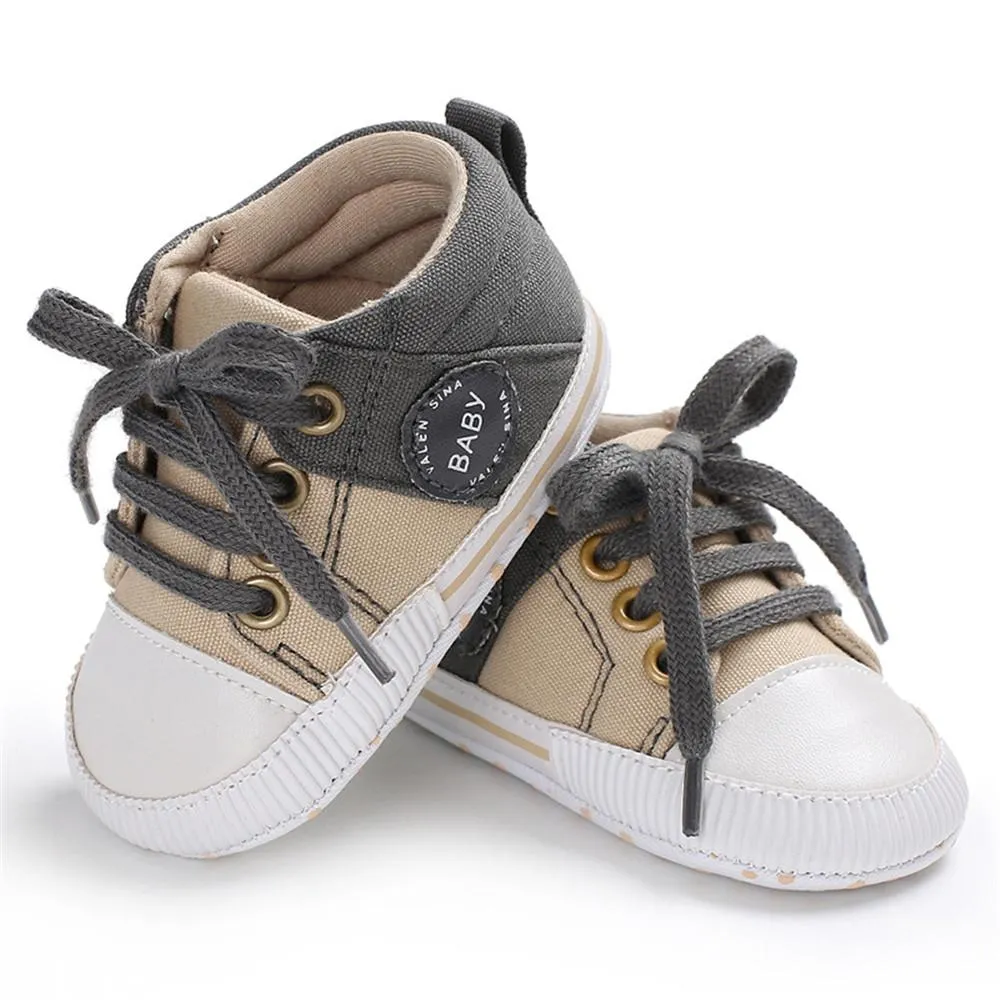 Baby Unisex Color Block Lace Up Canvas Sneakers