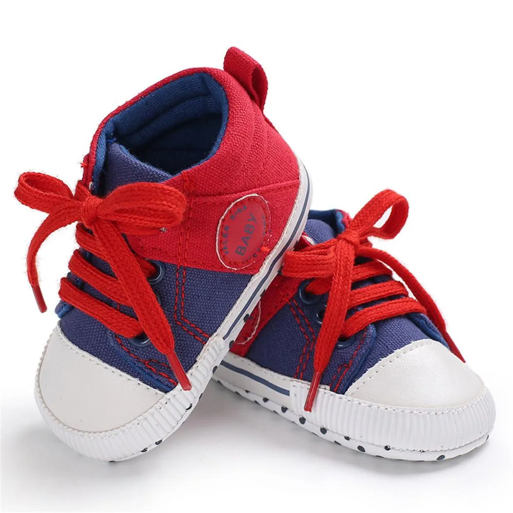 Baby Unisex Color Block Lace Up Canvas Sneakers