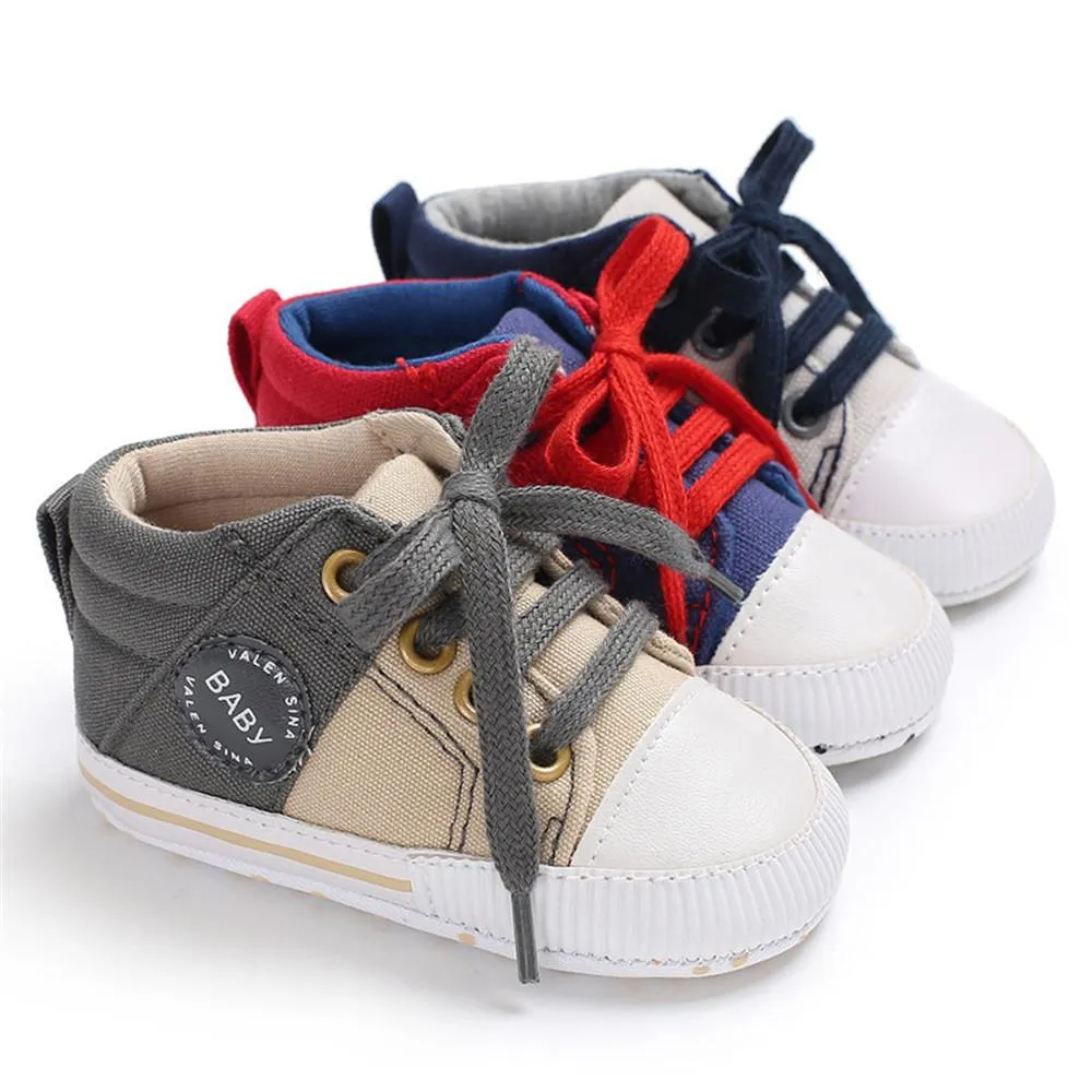 Baby Unisex Color Block Lace Up Canvas Sneakers