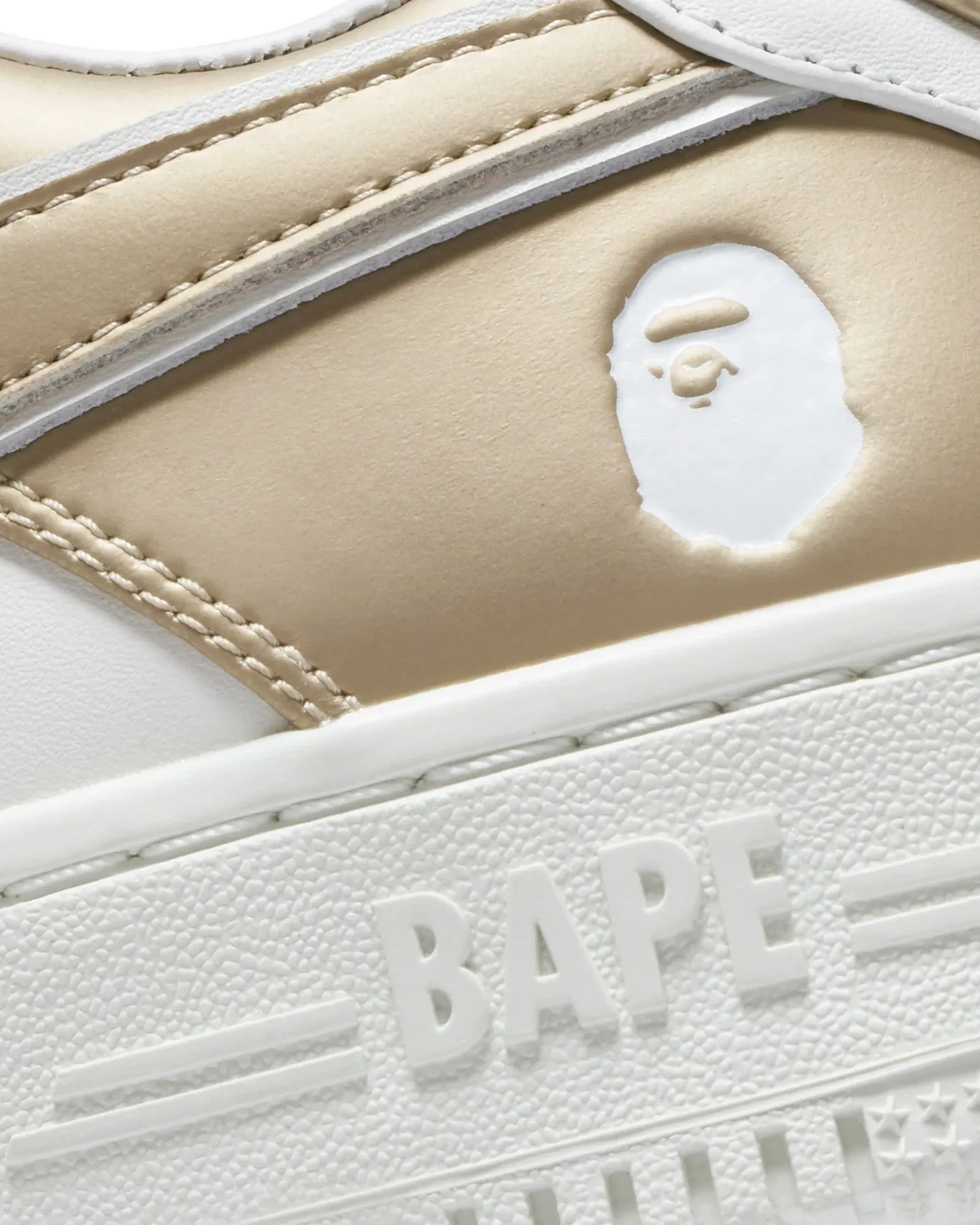 Bape Sta #4 Gold / White Low Top Sneakers
