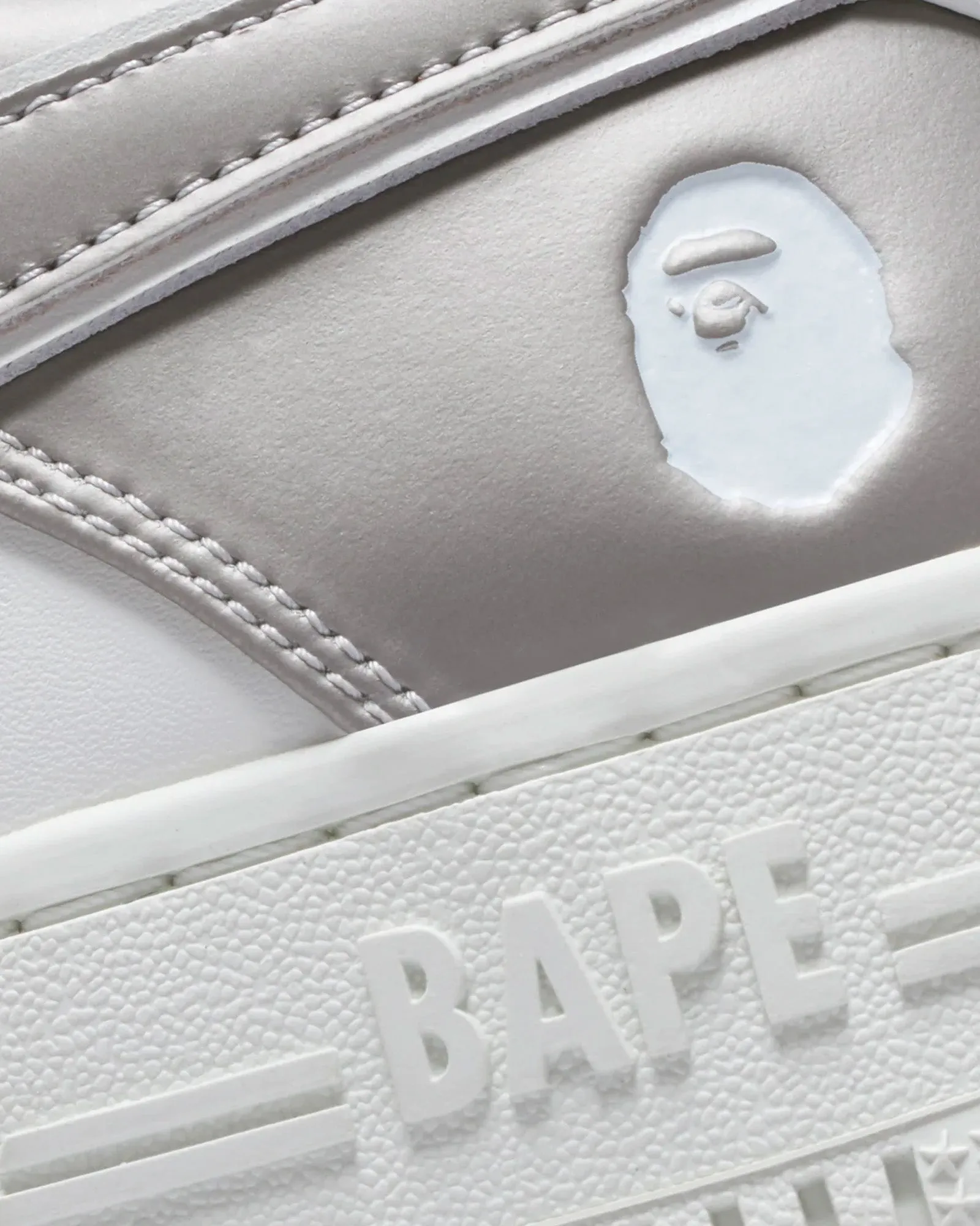 Bape Sta #4 Silver / White Low Top Sneakers