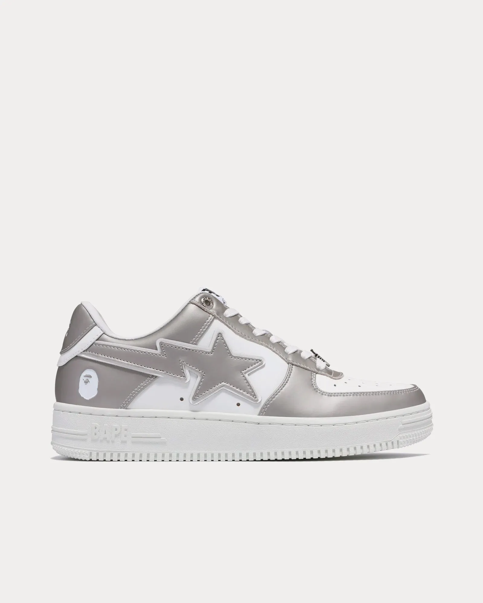 Bape Sta #4 Silver / White Low Top Sneakers