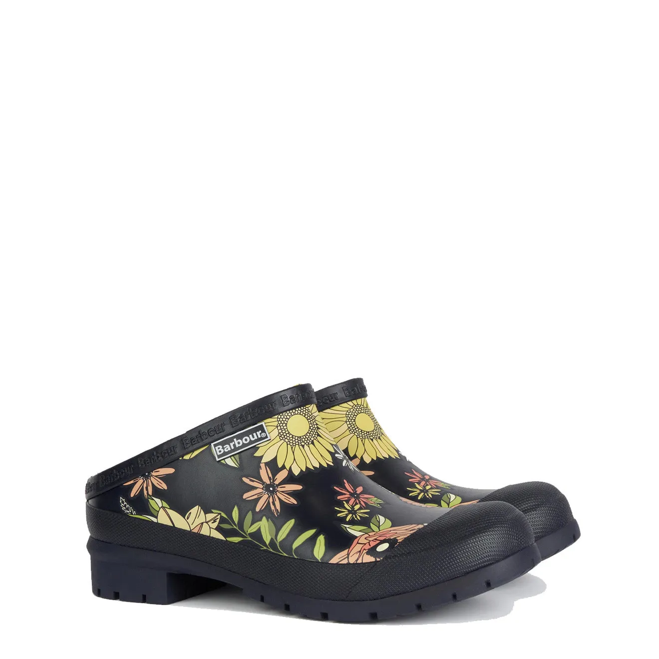 Barbour Womens Quinn Slip On Clog Wellington Navy Floral
