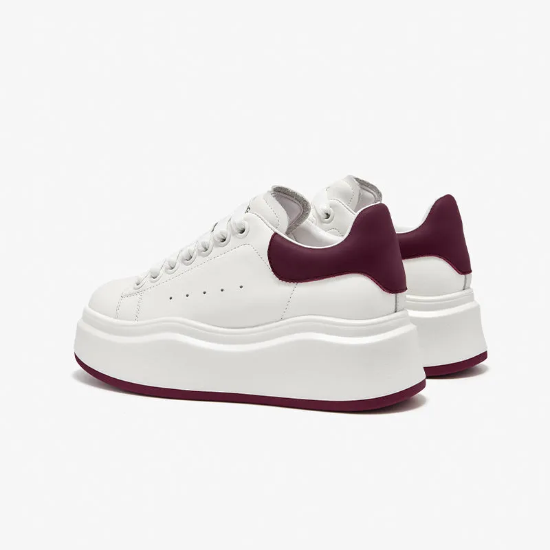 BeauToday Fashion Round Toe Womens Chunky Sneakers Casual Driving Lace-up Sneakers with Non-slip Platform Outsole