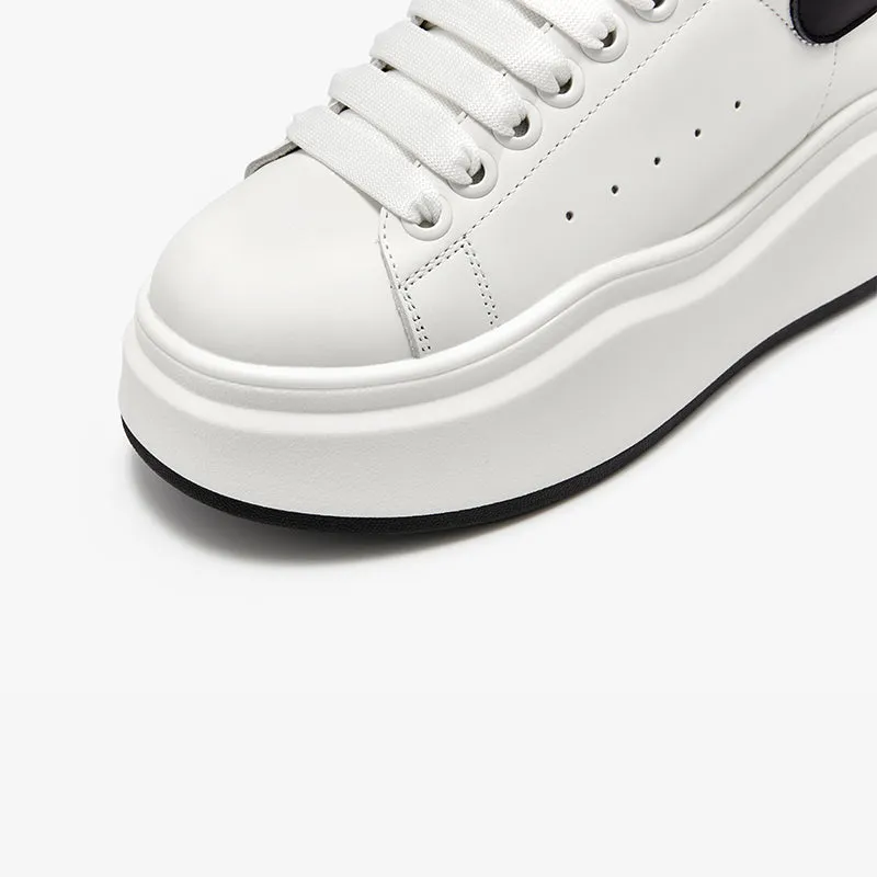 BeauToday Fashion Round Toe Womens Chunky Sneakers Casual Driving Lace-up Sneakers with Non-slip Platform Outsole