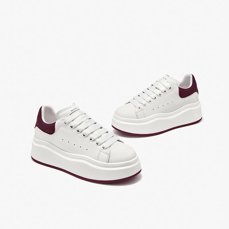 BeauToday Fashion Round Toe Womens Chunky Sneakers Casual Driving Lace-up Sneakers with Non-slip Platform Outsole