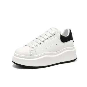 BeauToday Fashion Round Toe Womens Chunky Sneakers Casual Driving Lace-up Sneakers with Non-slip Platform Outsole