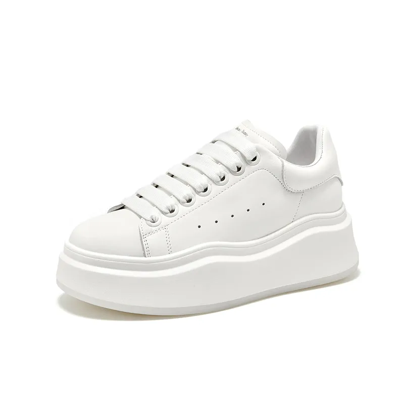 BeauToday Fashion Round Toe Womens Chunky Sneakers Casual Driving Lace-up Sneakers with Non-slip Platform Outsole