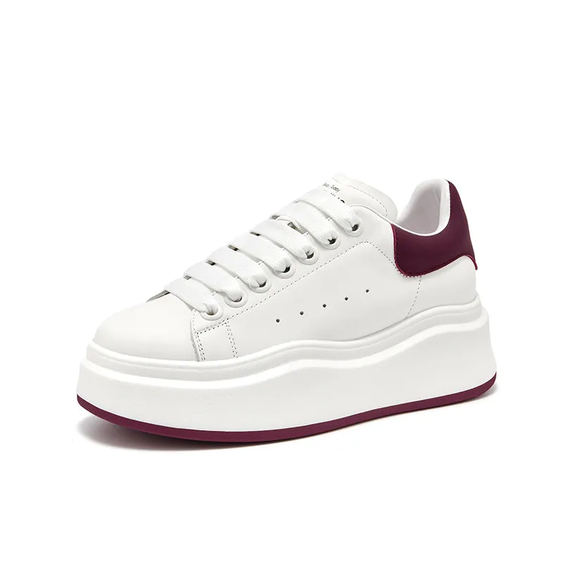 BeauToday Fashion Round Toe Womens Chunky Sneakers Casual Driving Lace-up Sneakers with Non-slip Platform Outsole