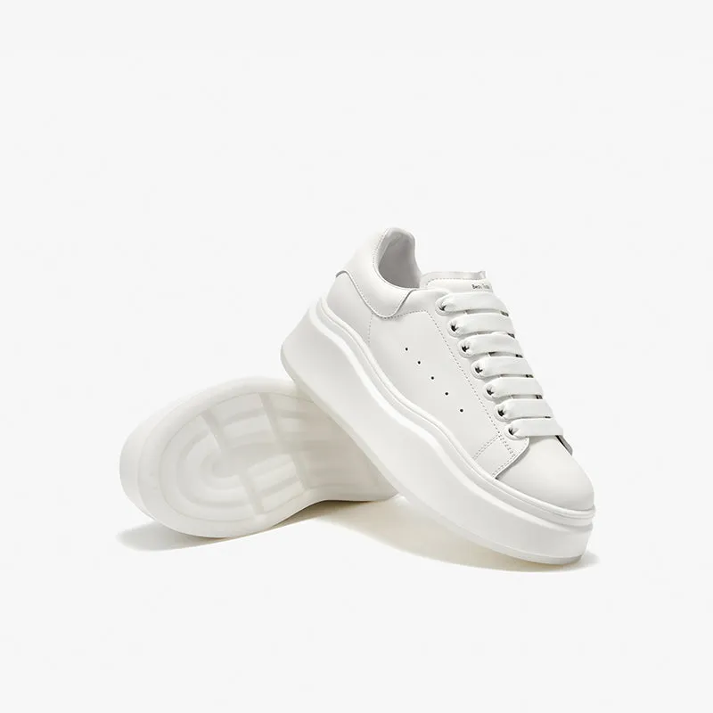 BeauToday Fashion Round Toe Womens Chunky Sneakers Casual Driving Lace-up Sneakers with Non-slip Platform Outsole