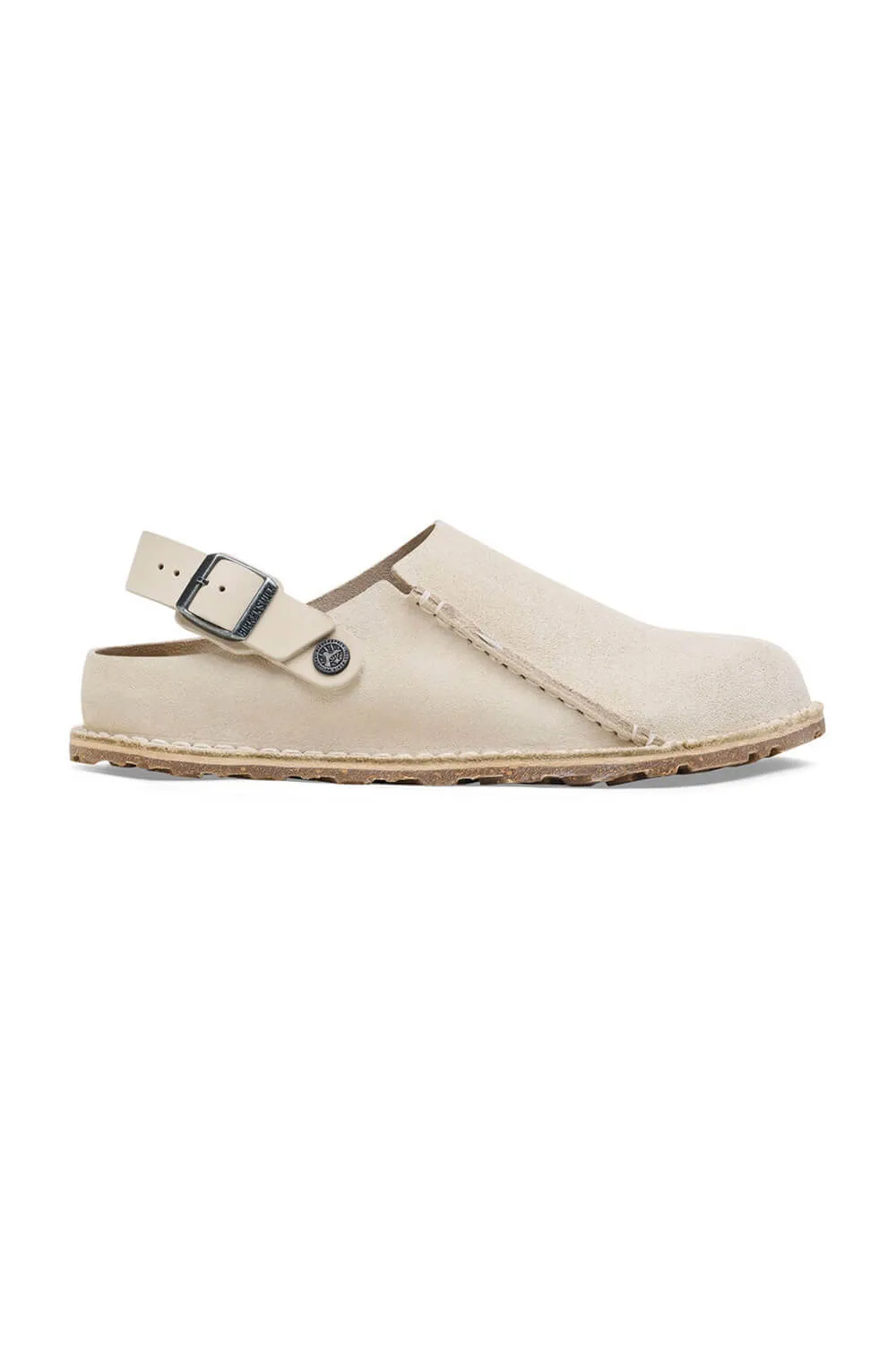 Birkenstock Lutry Premium Suede Leather Clogs for Women in Eggshell | 1026346