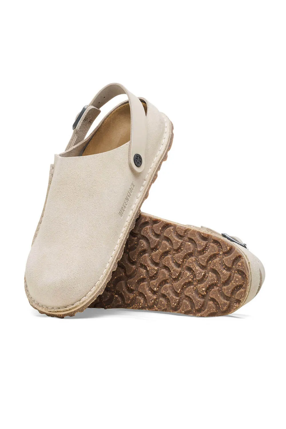 Birkenstock Lutry Premium Suede Leather Clogs for Women in Eggshell | 1026346