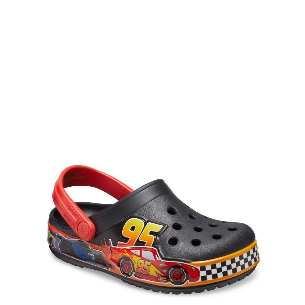Black & Red Cars Lights Band Clog