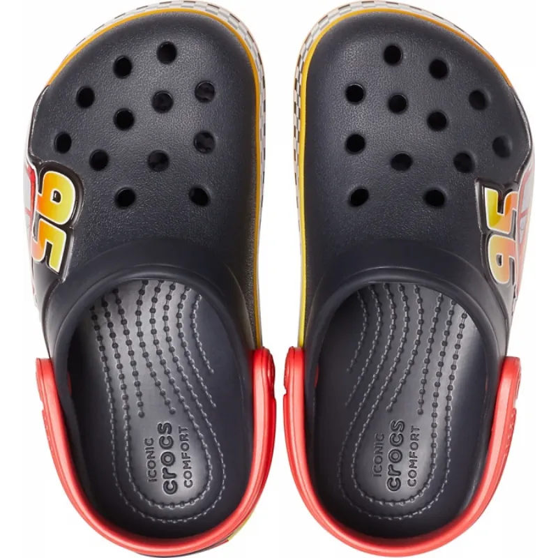 Black & Red Cars Lights Band Clog