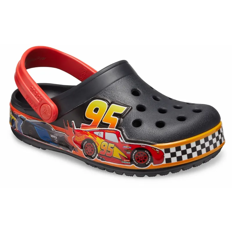Black & Red Cars Lights Band Clog