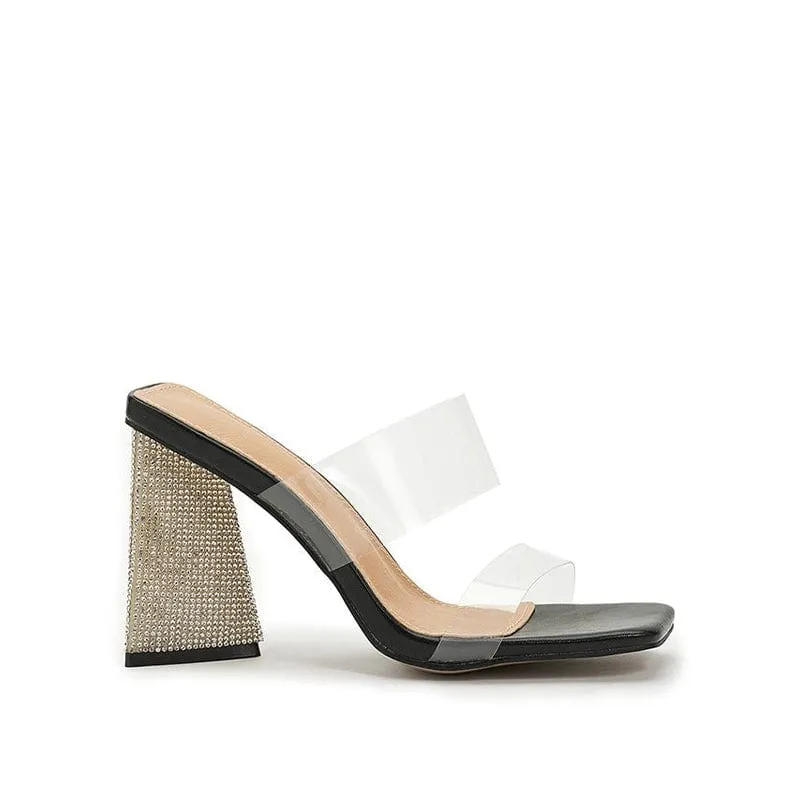 Clear Chunky Heel Sandals