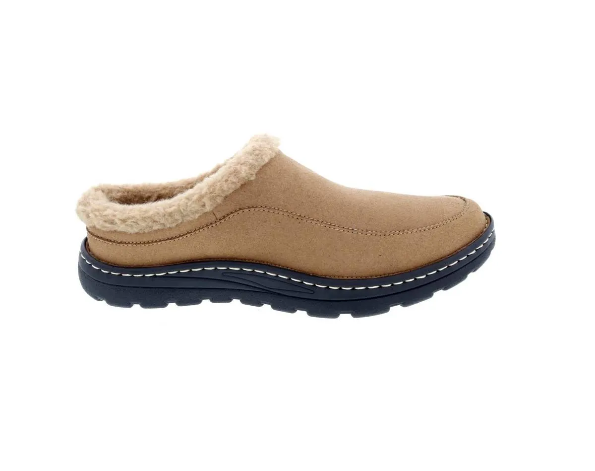 Drew Palmer Men  Clog Shoe In Camel Microsuede