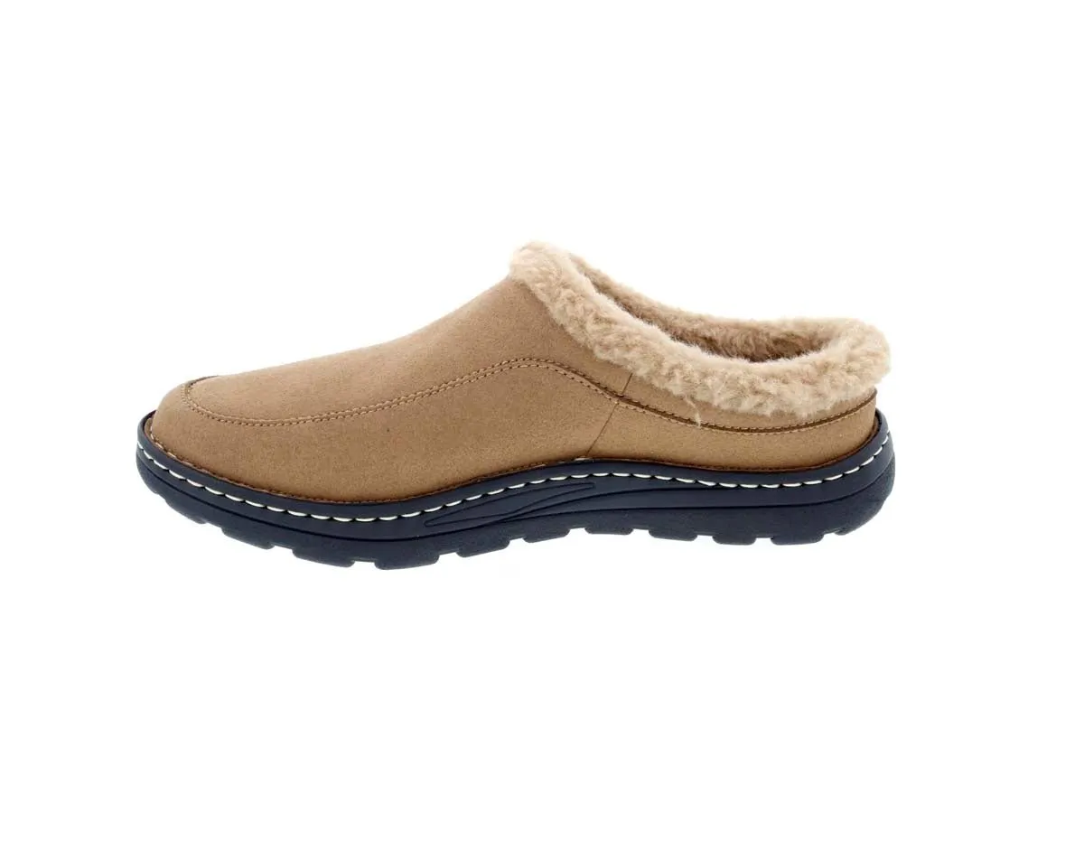 Drew Palmer Men  Clog Shoe In Camel Microsuede