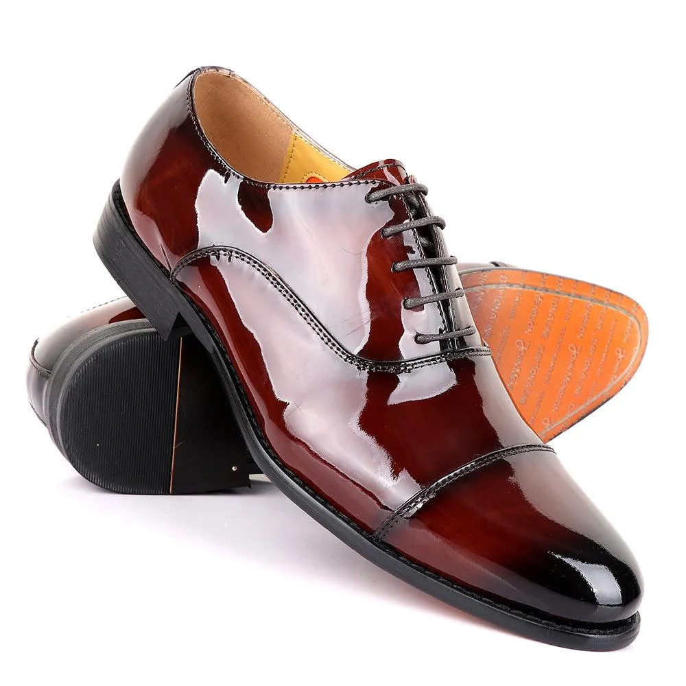 John Mendson Oxford Wetlips Dark Brown Leather Shoe