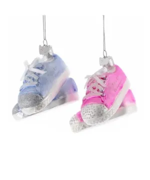 Kurt Adler Noble Gems Baby Sneakers Glass Ornaments