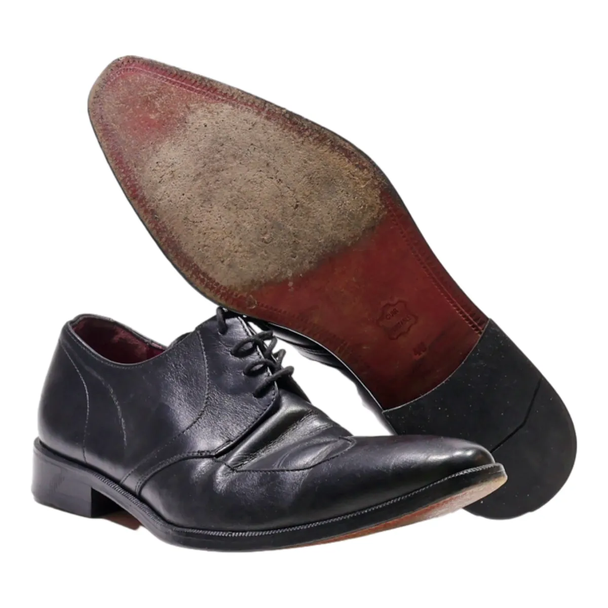 LUCAS DELLI Oxford Shoes Black Leather Mens UK 6.5