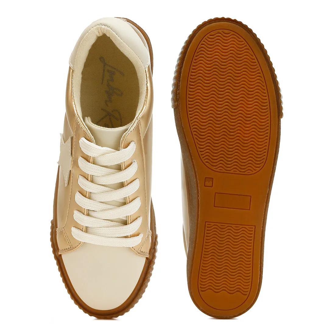 Metallic Faux Leather Star Sneakers