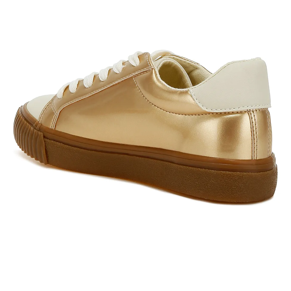 Metallic Faux Leather Star Sneakers