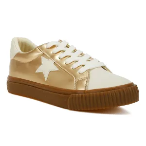 Metallic Faux Leather Star Sneakers