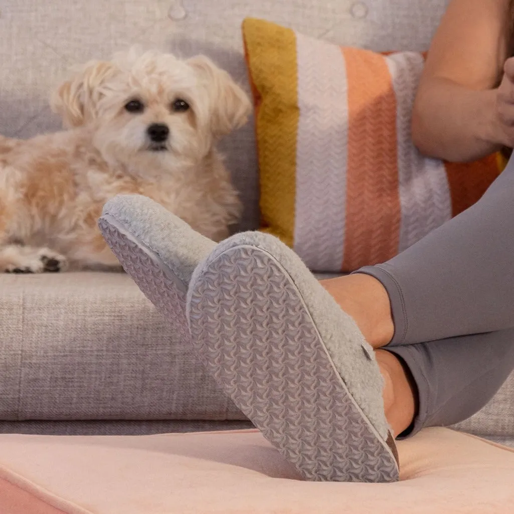 Paw Print Plush Sherpa Fleece Clog Slippers
