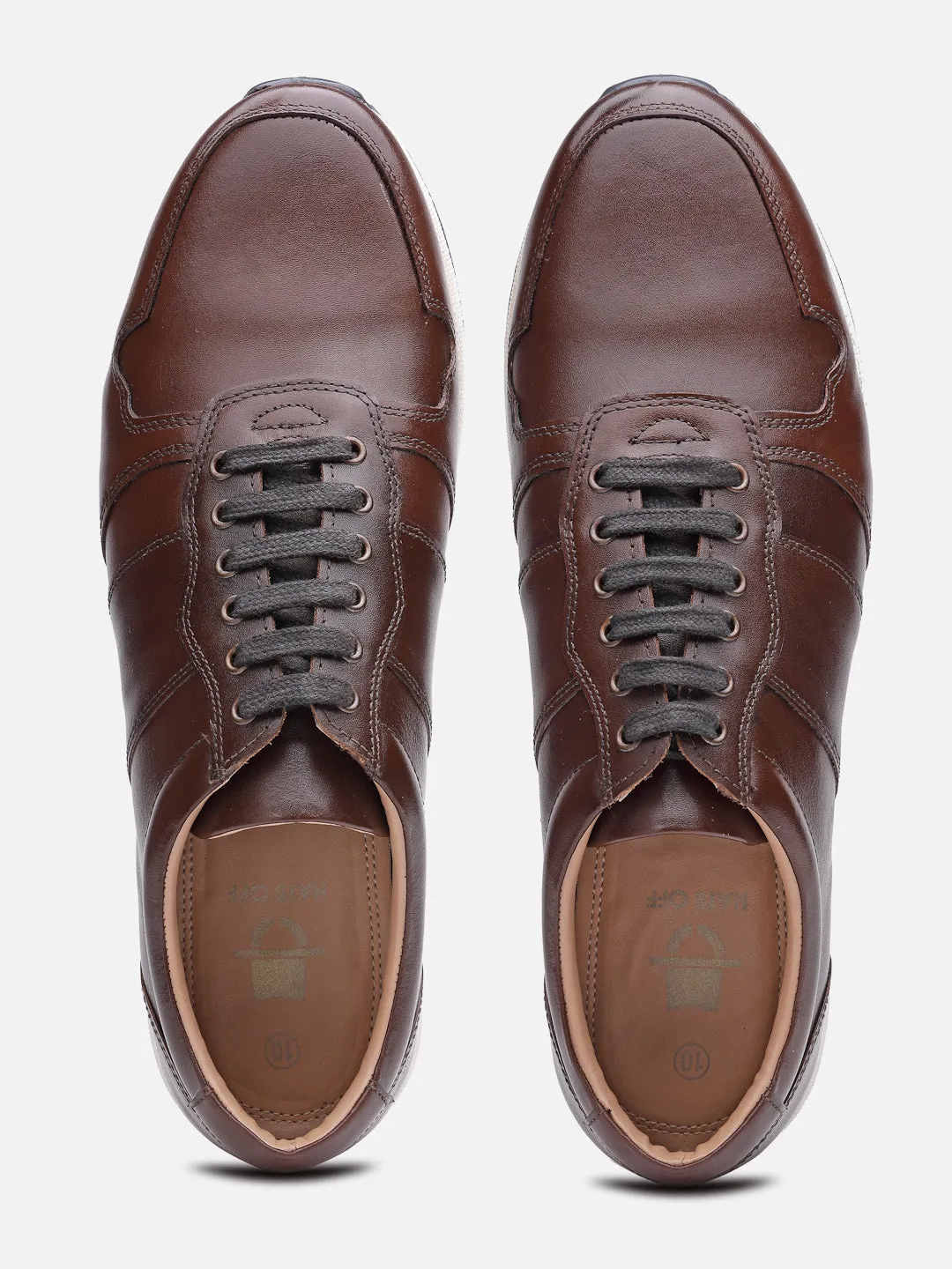 Perforated Dark Brown Leather Sneakers